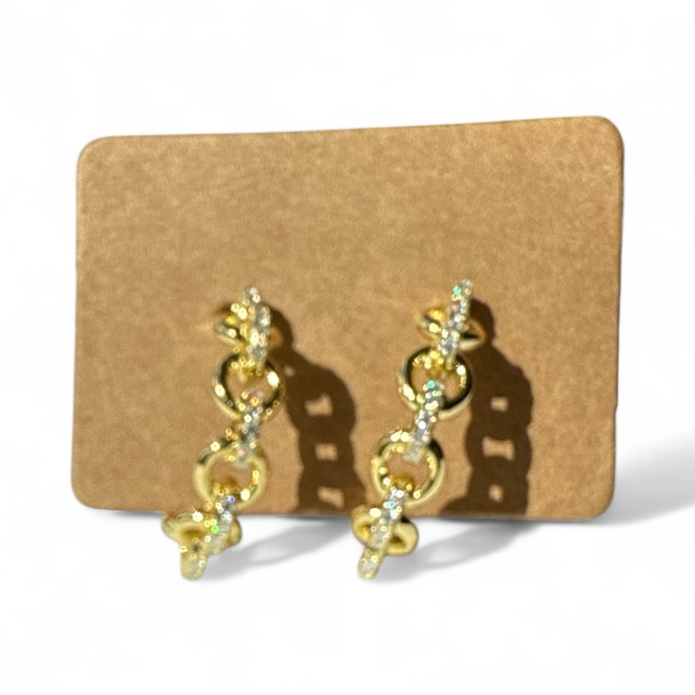 Gold Chain Link moissanite‎ Earrings